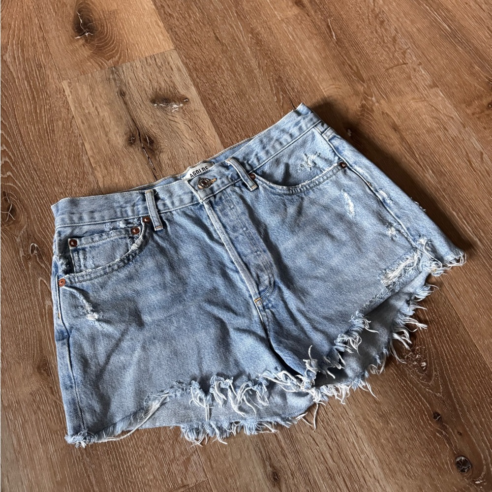AGOLDE Denim Blue Distressed Parker Women's‎ Jean Shorts Size 27